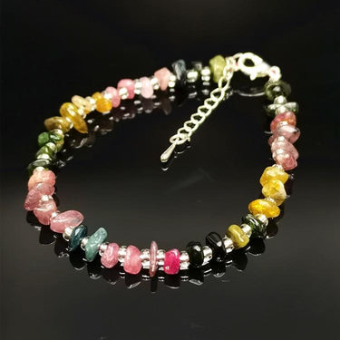 Natural Rainbow Tourmaline & Clear Quartz 'HARMONY' Bracelet